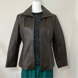 East 5th Y2K Vintage Dark Brown 100% Genuine Leather Jacket ☕️🤎